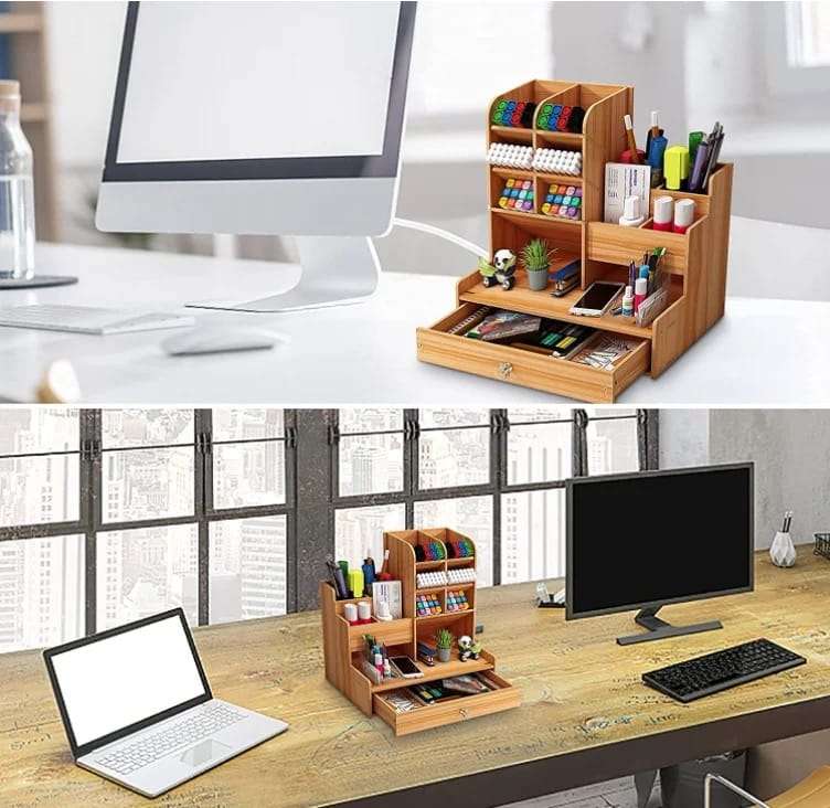 Wooden Desktop Multifunctional Stationary Storage Organizer