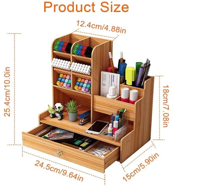 Wooden Desktop Multifunctional Stationary Storage Organizer