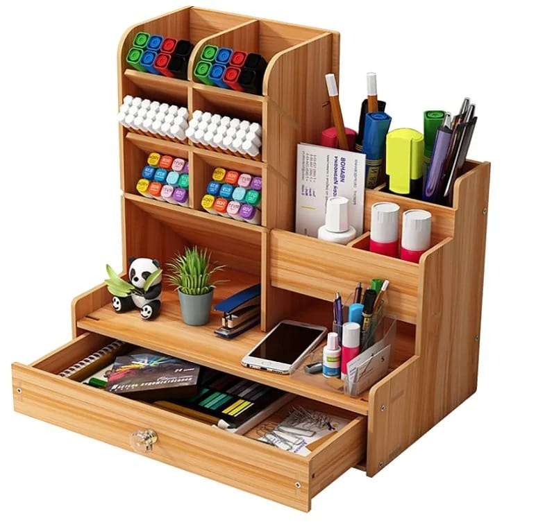 Wooden Desktop Multifunctional Stationary Storage Organizer