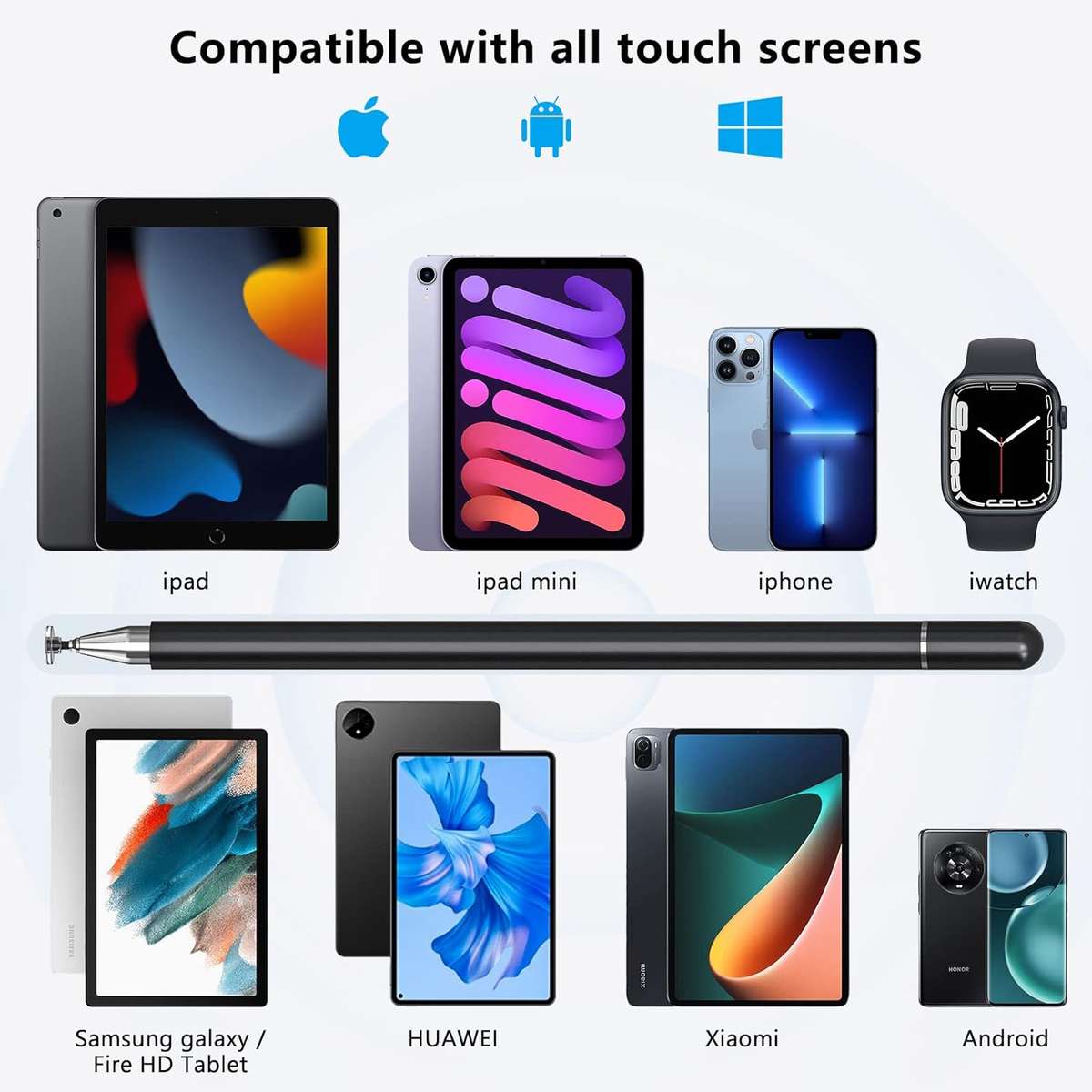 HOCO Stylus Pen for Touch Screens, 2-in-1 Tablet Pen Stylus Pencil 170mm