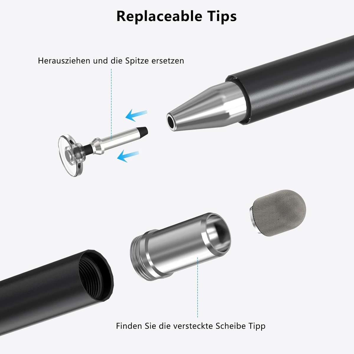 HOCO Stylus Pen for Touch Screens, 2-in-1 Tablet Pen Stylus Pencil 170mm