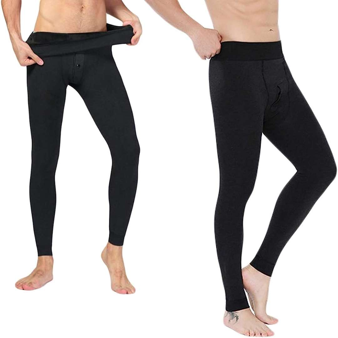 Men's Fleece Lined Long Johns Stretchy Winter Thermal leggings