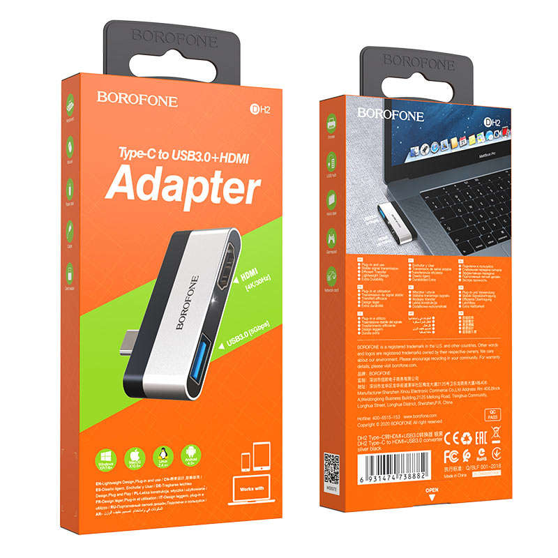 Borofone DH2 Type-c to HDMI + USB3.0 Adapter