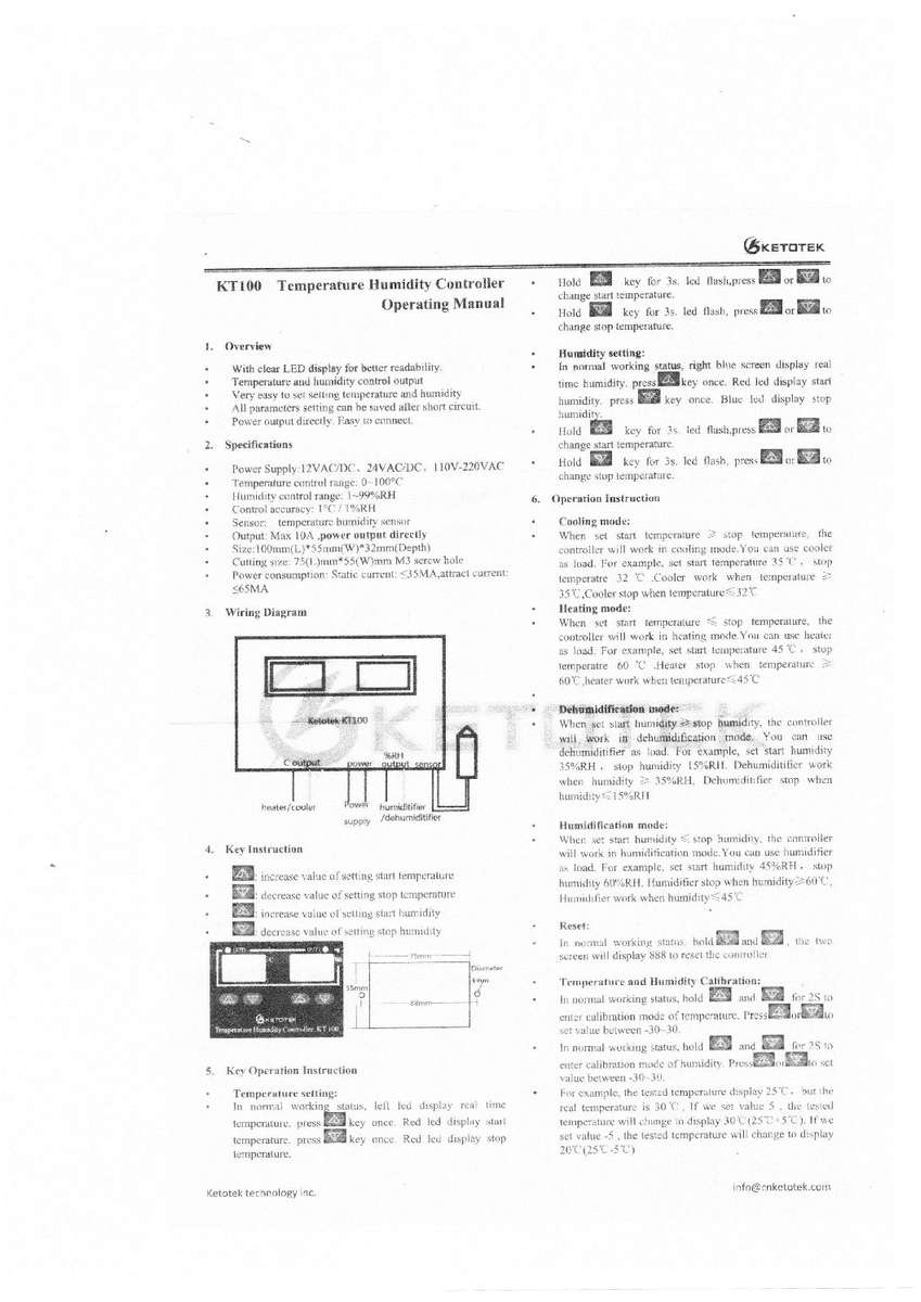Digital Humidity and Temperature Controller(220Volt)