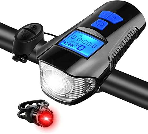 Waterproof Rechargeable Bicycle Led  light with speedometer