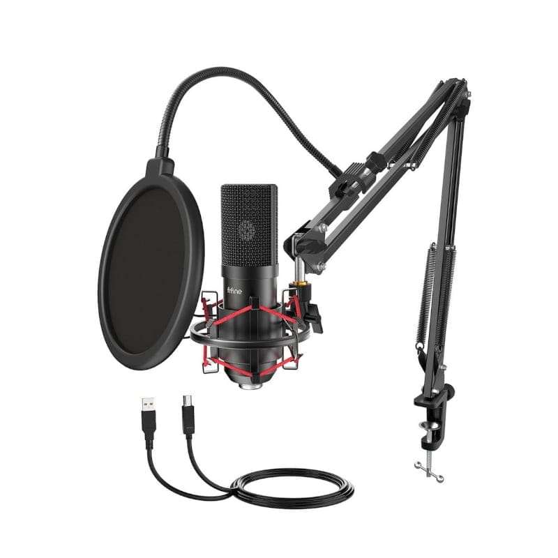 Fifine T732 USB Condensor Microphone with Arm Desk Mount Kit  Black