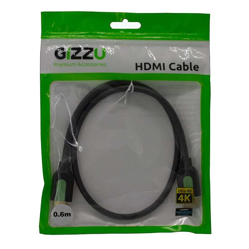 GIZZU High Speed V2.0 HDMI 0.6m Cable with Ethernet Polybag