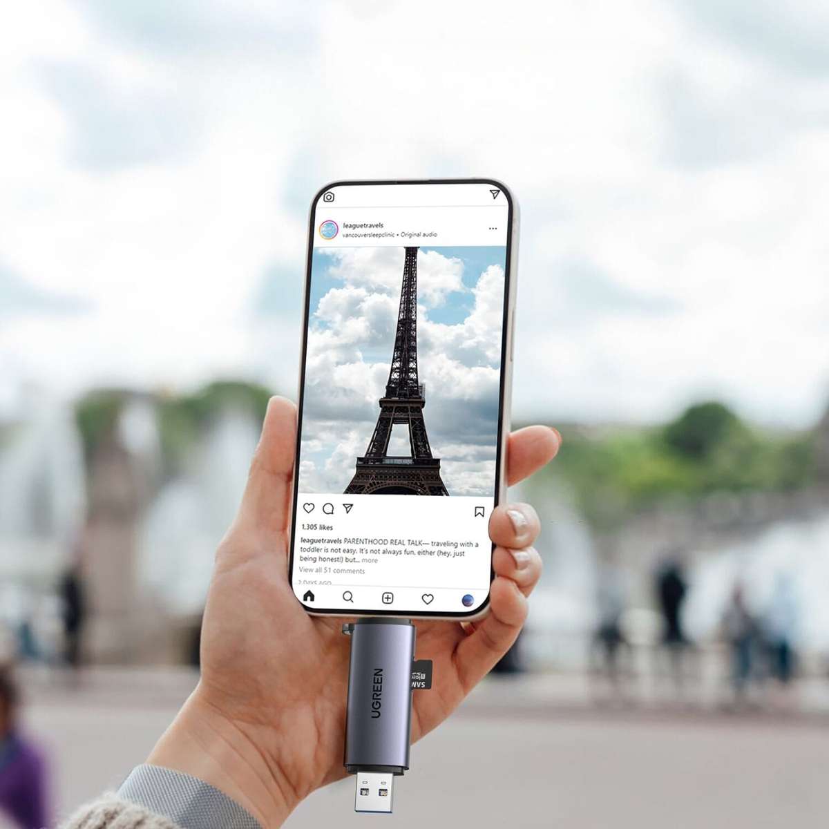 UGREEN CM185-50706 2-in-1 OTG Card Reader | Type-C | USB-A - Silver