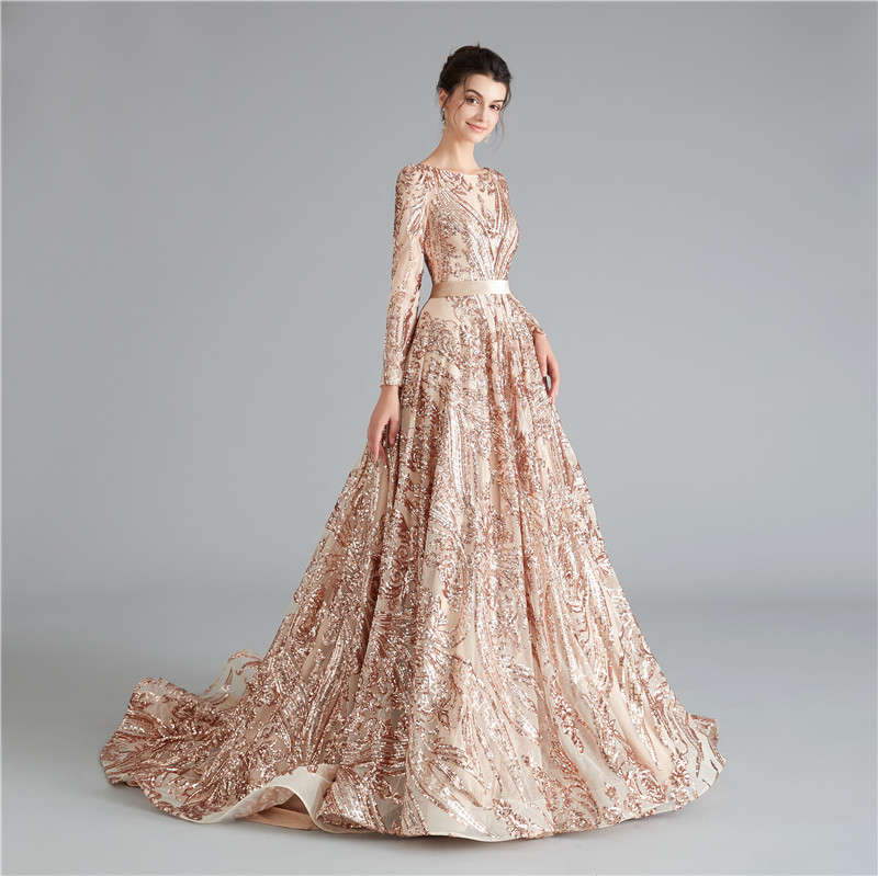 A-Line Sequence Evening Dress