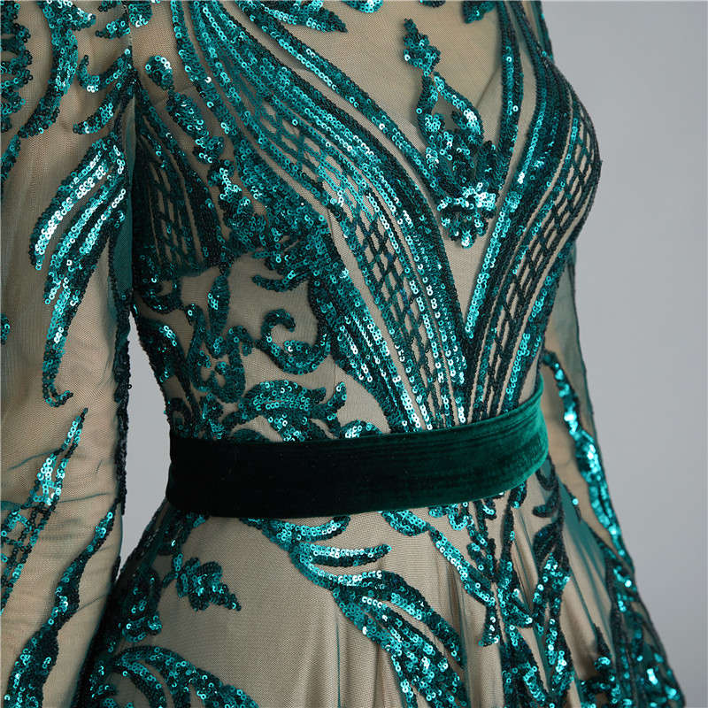 A-Line Sequence Evening Dress