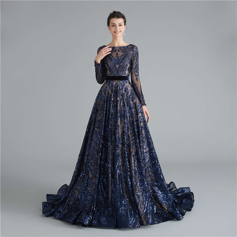 A-Line Sequence Evening Dress