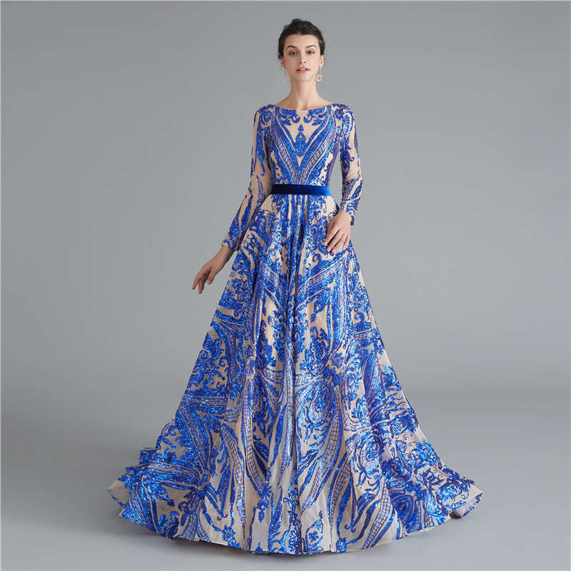 A-Line Sequence Evening Dress