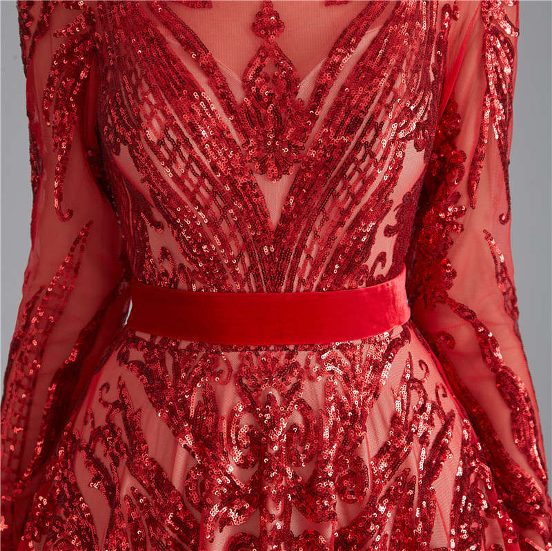 A-Line Sequence Evening Dress