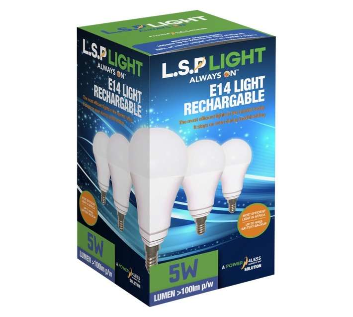 Power4less LSP E14 Battery Backup LED Candle Globe - Cool White (5W)