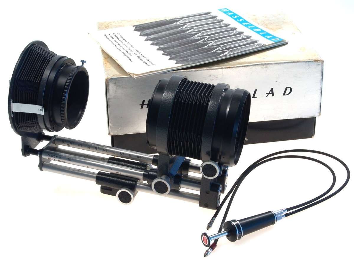 HASSELBLAD 500 CM CAMERA MACRO CLOSE UP MINT BELLOWS SET CABLE BOX MANUAL KIT NR