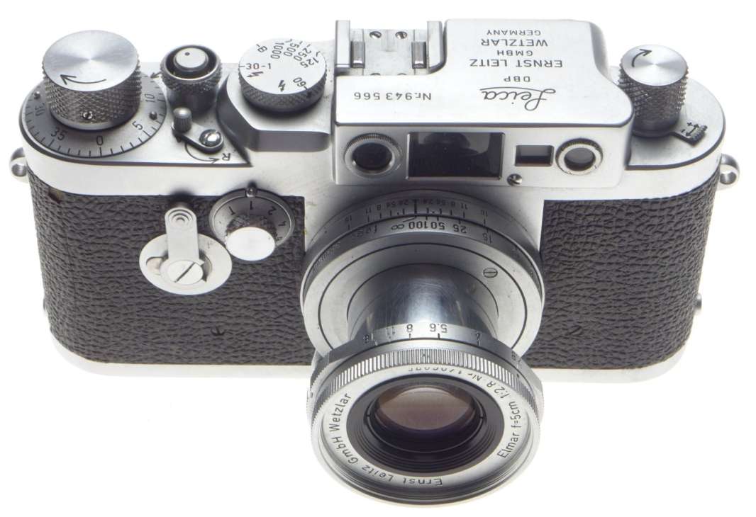 LEICA IIIg chrome 35mm rangefinder camera with 2.8/5cm Elmar 2.8 f=50mm lens kit