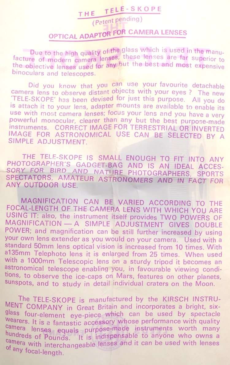 MACRO-SKOPE POWERFUL CAMERA LENS OPTICAL TELESCOPE ATTACHMENT DEVICE CONVERTER