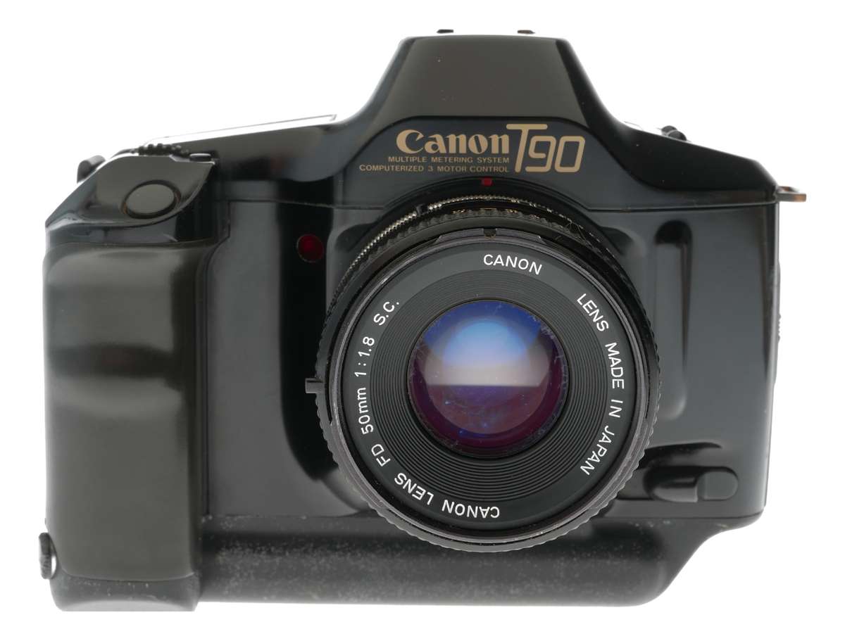Canon T90 Black SLR camera Retro FD 50mm 1.8 S.S.C lens strap clean