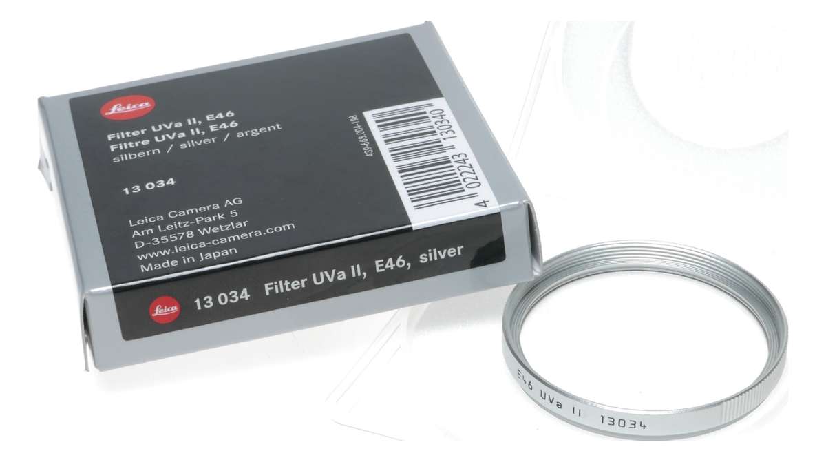 13034 Leica Uva II E46 camera lens Filter E 46 Silver Boxed Mint condition