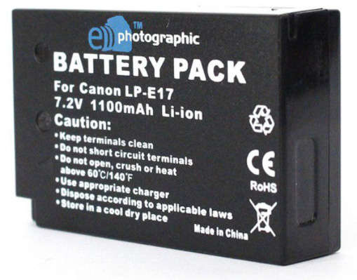 The E-Photographic LP-E17 High Capacity 1100 mAh Lithium Battery