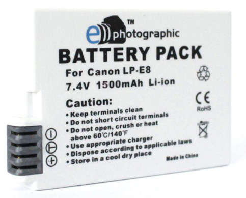 E-Photographic LP-E8 High Capacity 1500 mAh Lithium Battery