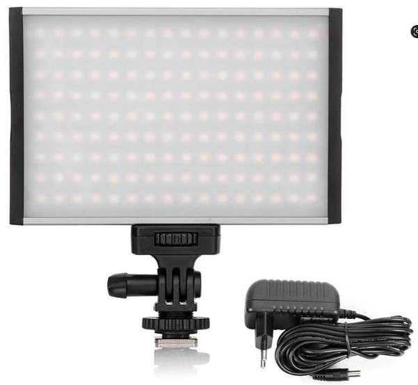 Camera Warehouse LED-15B Pro LED Video Light Panel with Adjustable Colour Temperature + AC Adapter