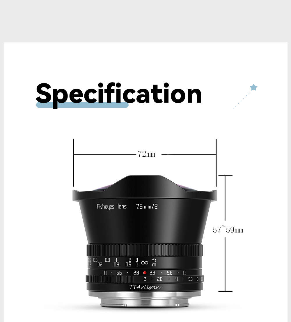 TTArtisan 7.5mm F2 Fisheye Manual Focus Lens for Sony E Mount