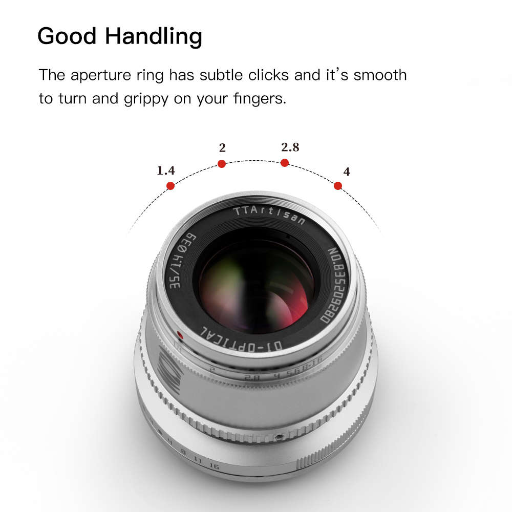 TTArtisan 35mm f/1.4 Manual Focus Lens for Fujifilm X (Silver)