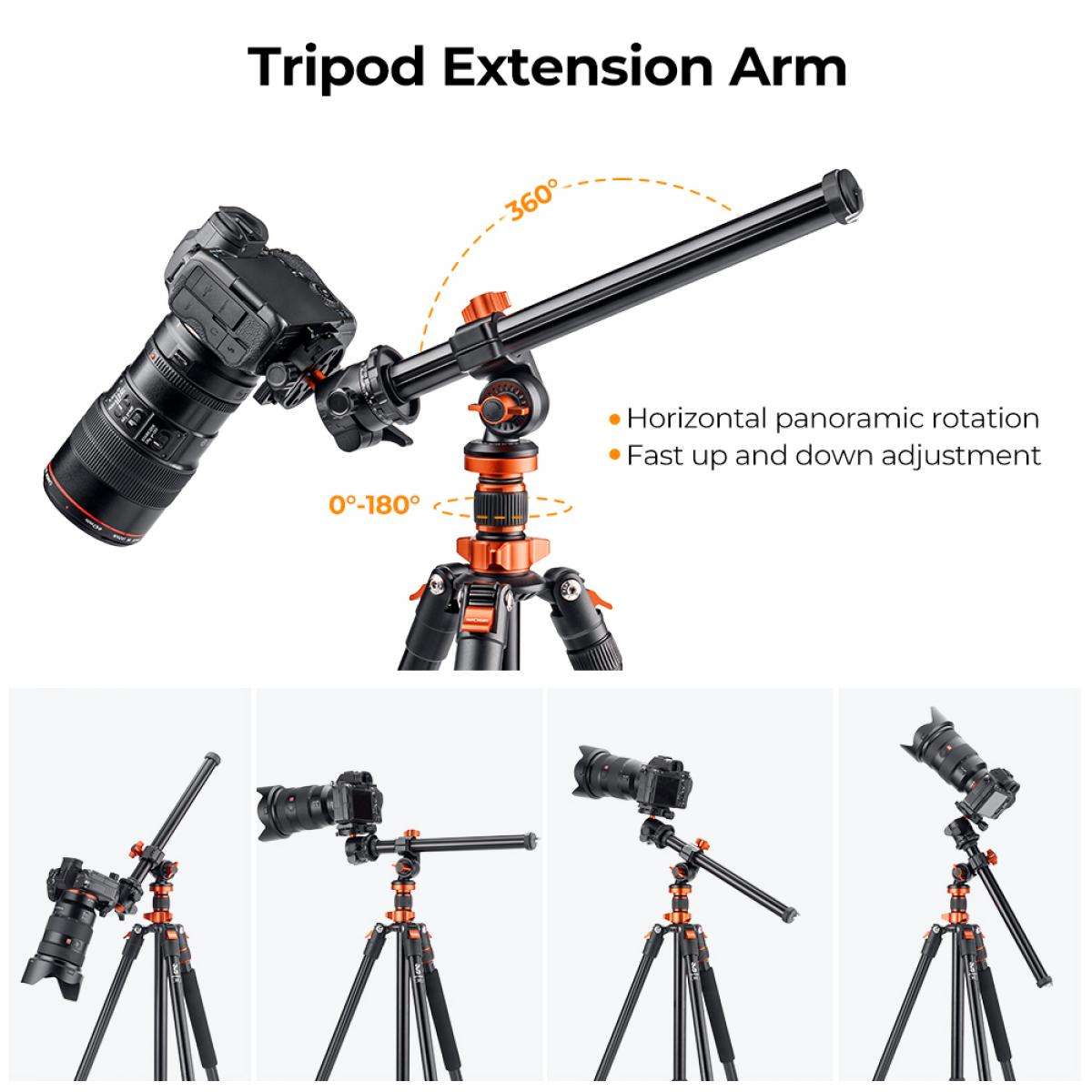 K&F Rotatable Multi-Angle Magnesium Alloy Tripod Column with Locking System