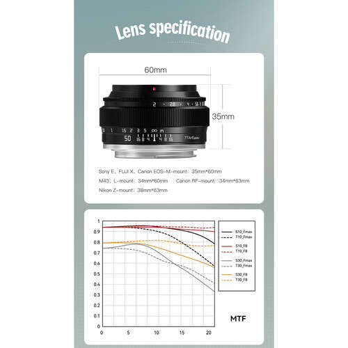 TTArtisan 50mm f/1.2 Lens for Leica L (Silver)