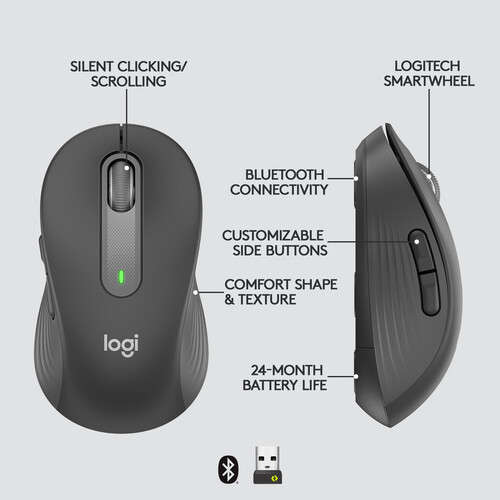 Logitech M650 Signature BT Wireless Mouse 910-006253 (Graphite)