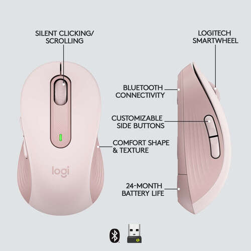 Logitech M650 Signature Wireless Mouse 910-006254 (Rose)