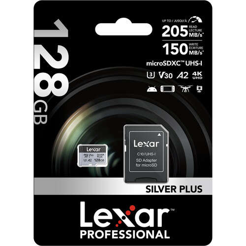 Lexar® 128GB Professional SILVER PLUS microSDXC UHS-I Card