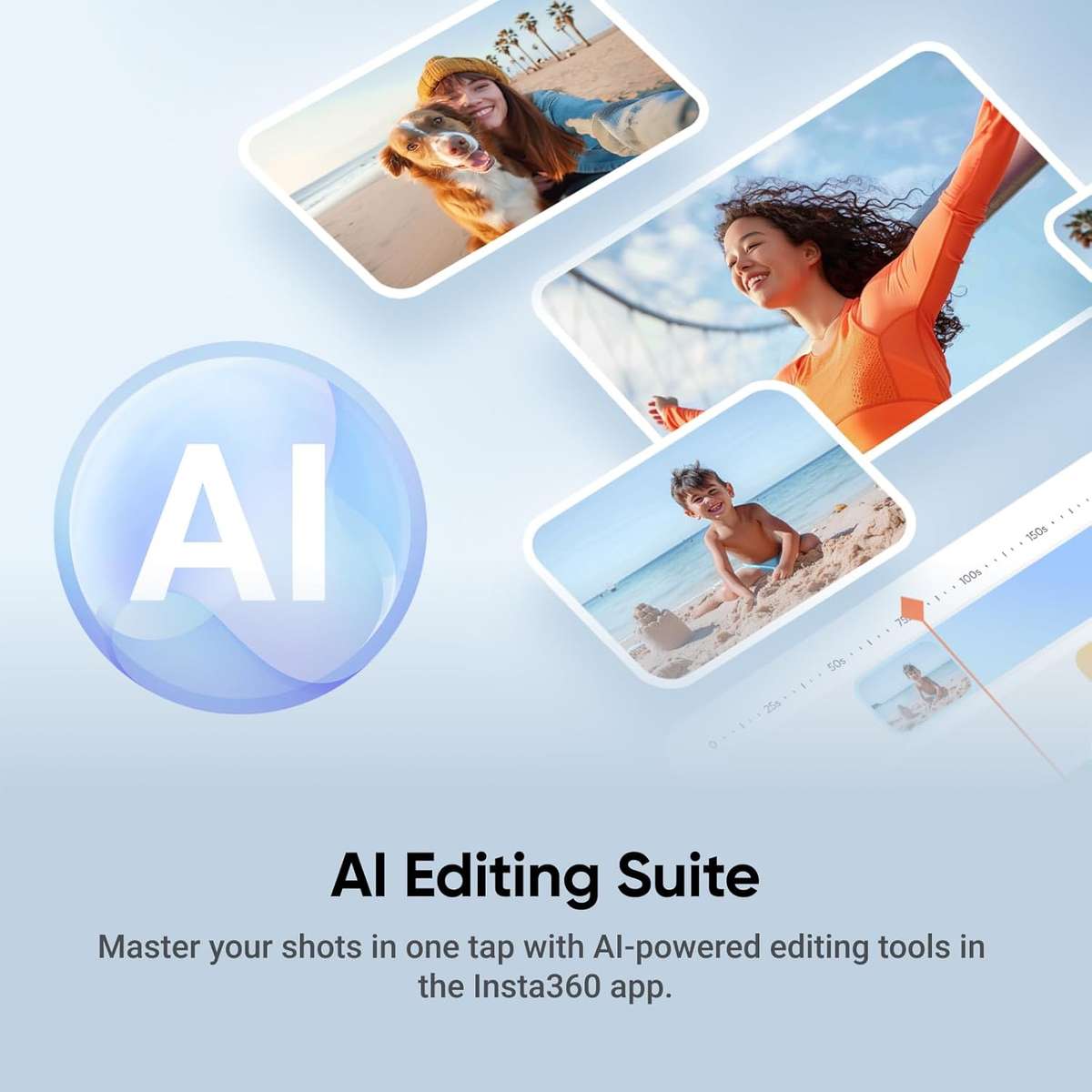 Insta360 Flow 2 3-Axis Smartphone Gimbal With AI-Powered Tracker Bundle (Stone Grey)