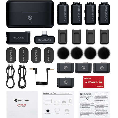 Hollyland LARK MAX 2 Combo 4-Person Wireless Microphone System for Cameras and Mobile Devices (Sp...
