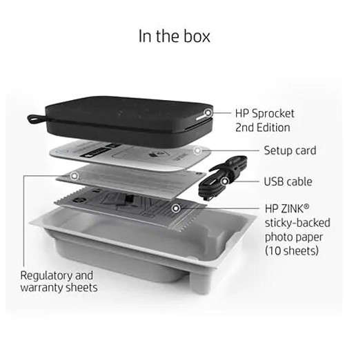HP Sprocket 2x3" Portable Instant Smartphone Photo Printer (Black Noir)