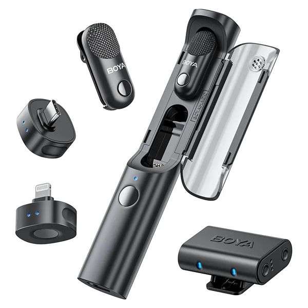 Boya Magic-02 Transformable AI-Powered Mini Wireless Microphone System with Case for USB-C, Light...