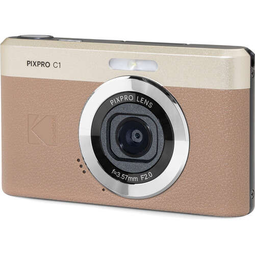 Kodak PIXPRO C1 Compact Digital Camera with 13MP Tilt Screen (Brown)