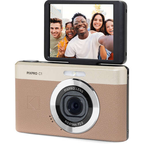 Kodak PIXPRO C1 Compact Digital Camera with 13MP Tilt Screen (Brown)