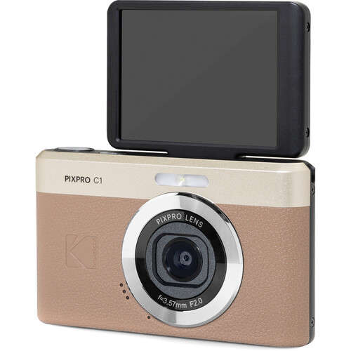 Kodak PIXPRO C1 Compact Digital Camera with 13MP Tilt Screen (Brown)