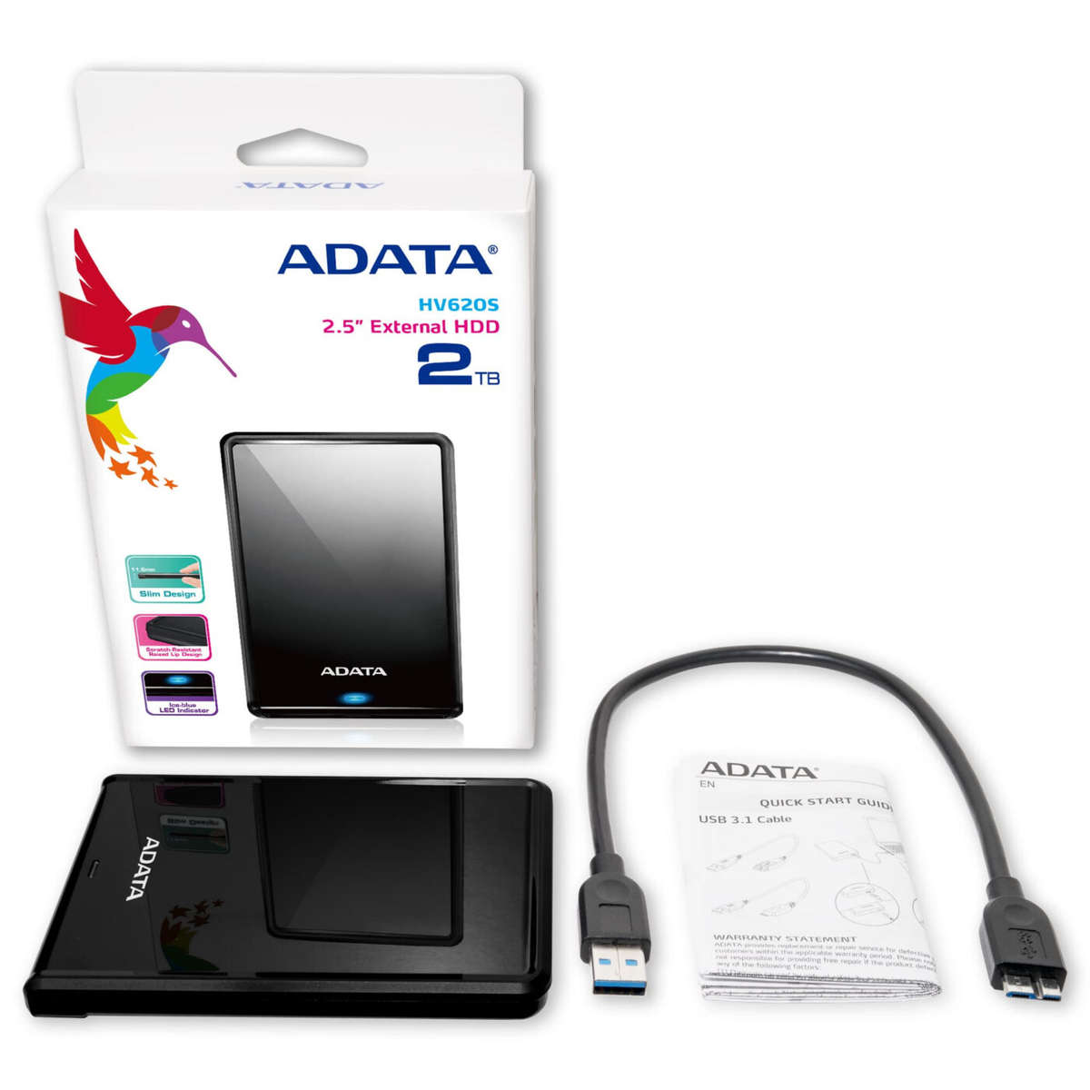 Adata USB3.1- 2TB 2.5" 620 Ext HDD Black