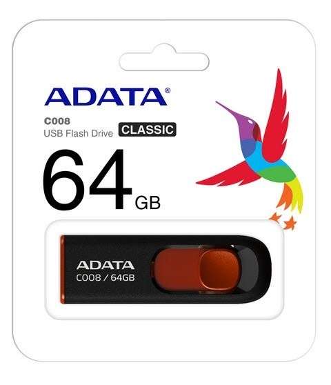 Adata USB 2.0 Retractable 64GB Blk/Red
