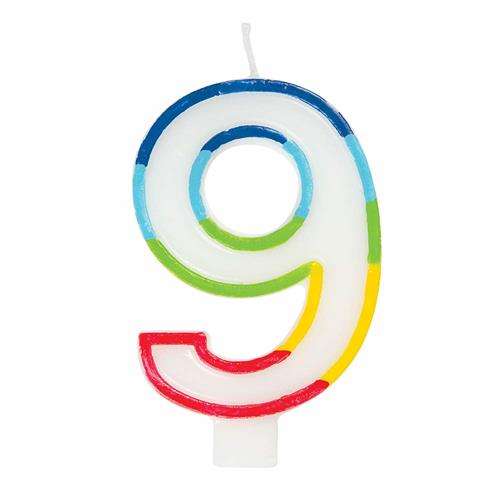 Casey 7cm Multicolor Numerical Birthday Candle Nr.9 Retail