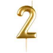 Casey 10cm Gold Numerical Birthday Candle Nr.2 Retail Packaging No Warranty