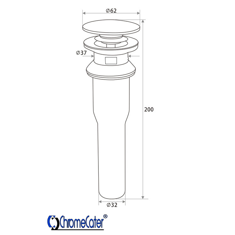Basin Waste Pop-Up Matt Black (Slotted) MBD-2