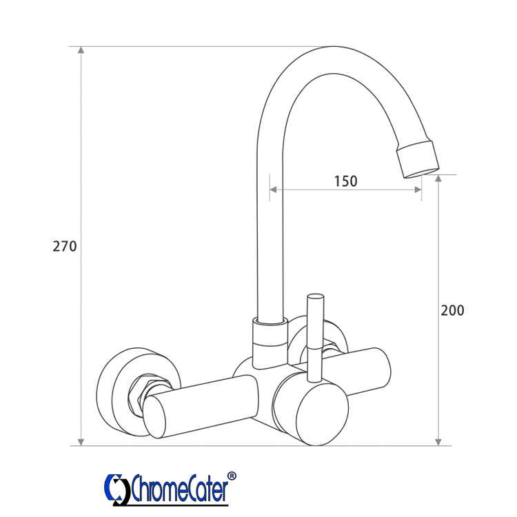 Single Lever Wall Mounted Sink Mixer with Swivel Spout Matt Black MBF-31
