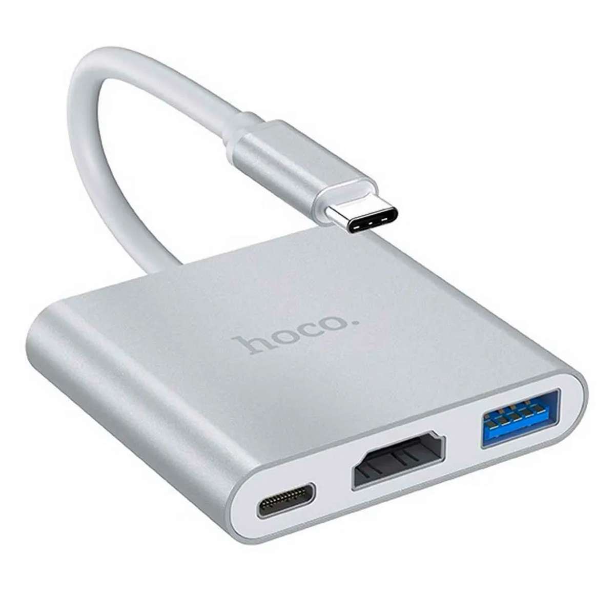 HOCO Hub Type-c to HDMI - USB 3.0 - PD Aluminum Alloy Converter Adapter - Silver