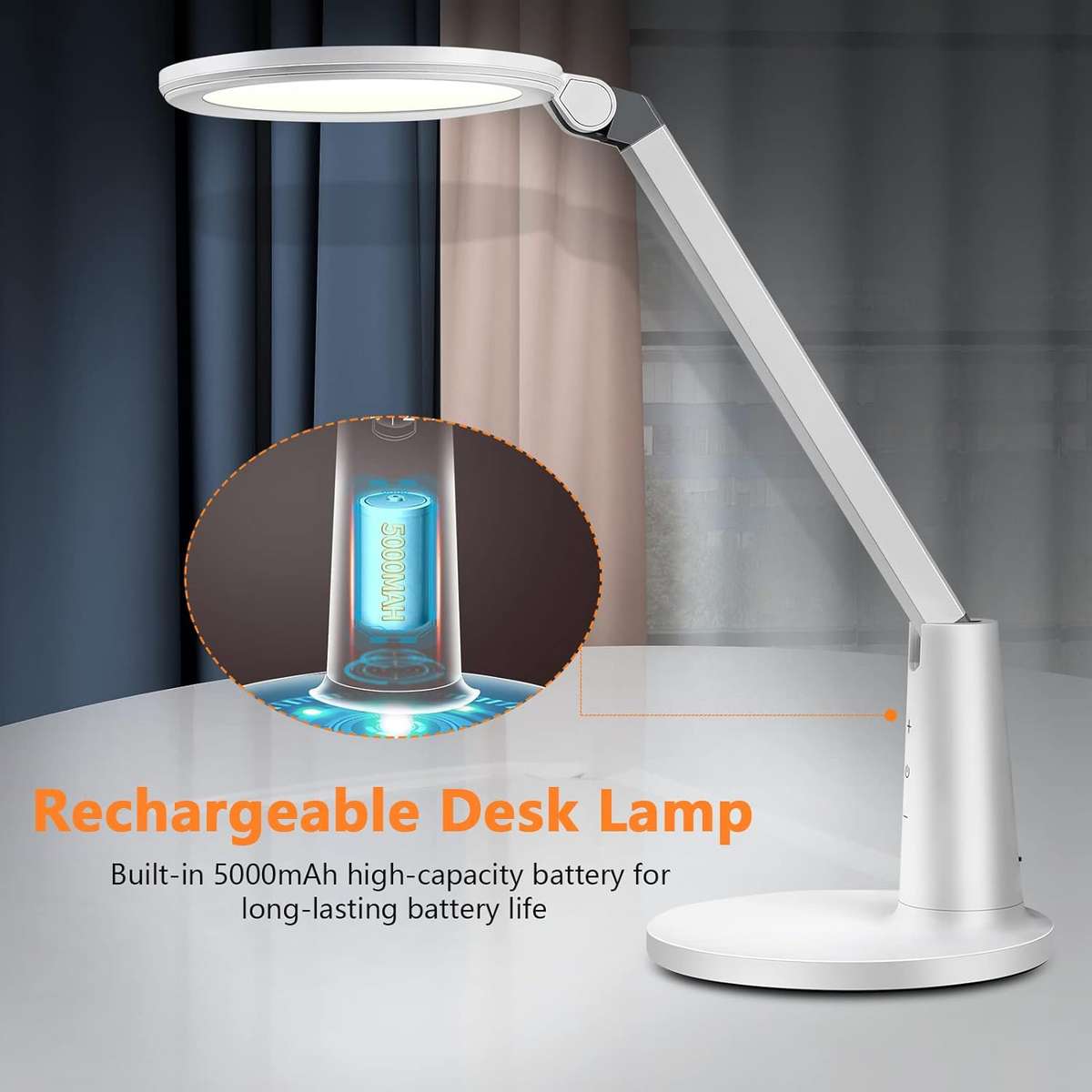 Eye Protection Reading Lamp LED Study Desk Light Rechargeable 5 Brightness Levels