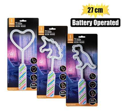 ORN LIGHT NEON WAND ASSTD 27cm B/O
