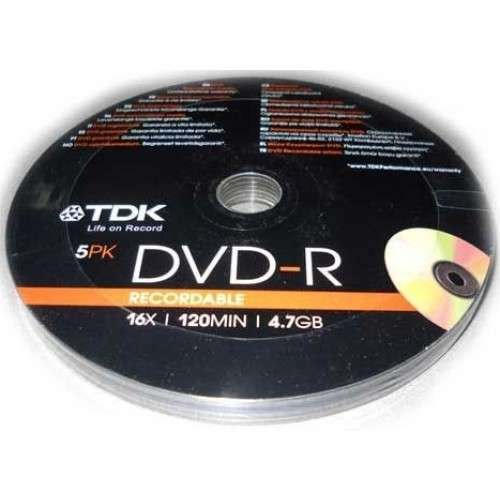 TDK DVD-R 5Pack 16x 120min 4.7GB